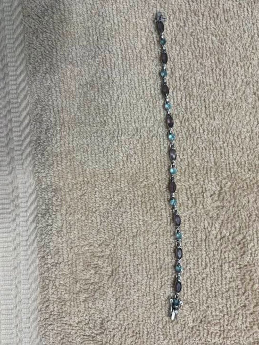 Bracelet Silver with purple and light blue stones